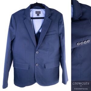 Crewcuts Thompson Navy Blazer Kids 12 Blue Cotton Suit Jacket Sport Coat Stretch